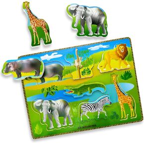 Big Discoveries Wooden Puzzle - Animal Wood Puzzles for Toddlers 2+ Years Old | Montessori Learning Puzzles for Kids - Great for Preschool Aged Boys and Girls (Forest Animals)