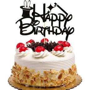 Happy Birthday Cake Topper Glitter Funny Magic Birthday Party Decors Black