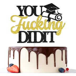 قطعة علوية للكيك من You Did It، ديكور كعكة تهنئة التخرج، فئة ذهبية لامعة من مستلزمات تزيين حفلات التخرج لعام 2024