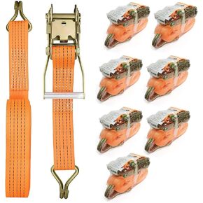 8Pack Ratchet Straps Heavy Duty 2 inch x 15ft Tie Down Flatbed Straps for Truck Straps with 2200lbs Working Load, 10000lbs Break Strength Cargo Straps