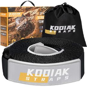 Tree Saver Winch Strap (8' x 3") – 35,000 lbs Heavy Duty for Off-Road Towing and Recovery by KODIAK STRAPS Black