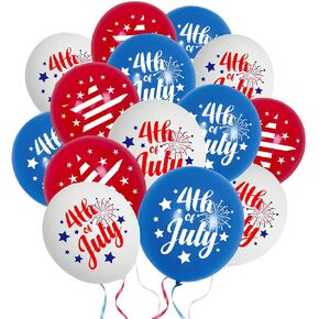 4th of July Balloons, 30pcs 12 Inch Red White and Blue Balloons, Fourth of July Balloons Patriotic Decorations for Birthday Party Independence Day Balloons