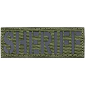Sheriff Patch Reflective Laser Cut Patch 6x2 inch with Hook and Loop for Vest Jacket Clothing (RF Coyote Tan and Black, M 6"x2")