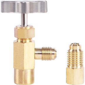 R134a Can Tap Valve AC Refrigerant Bottle Brass Opener Automotive Air Conditioner Freon Can Dispenser Tool with Tank Adapter