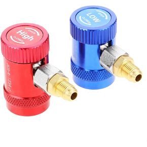 R1234YF Quick Couplers, High Side & Low Side R1234YF Couplers with Quick Connect R1234YF Adapters with 1/4" Male Port, AC Hose Fitting Connectors for AC Refrigerants Manifold Gauge Set - 2PCS