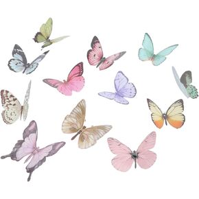 32pcs Butterfly Decoration Material 3D Wall Decals 3D Butterflies for Crafts Wall Art Deocr Bedroom Decor Making Supplies Bouquet Flower Sticker Flower Butterflies Plastic Toy Cake