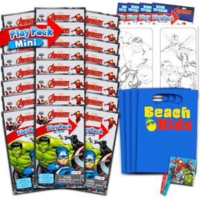 Marvel Store Avengers Mini Party Favors Set for Kids - Bundle with 24 Grab n Go Play Packs Coloring Pages, Stickers and More (Avengers Birthday Supplies) Goodie Bag Filler supplies