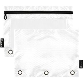 Hunter Green Pencil Pouch for 3 Ring Binder Pencil Pouches with Zippers Clear Window Binder Pockets Pencil Bags for Daily Organzier Office Work 2 Packs