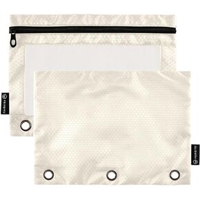 Hunter Green Pencil Pouch for 3 Ring Binder Pencil Pouches with Zippers Clear Window Binder Pockets Pencil Bags for Daily Organzier Office Work 2 Packs