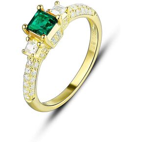 Created Gemstone Rings Rings for Women Teens Girls 18K Gold Plated 925 Sterling Silver Rings Statement Dainty Ruby Blue Emerald Yellow Citrine Rings Birthstone Ring Stone Ring Gifts for Her