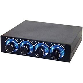PC Case Floppy Fan Controller PC Fan Speed Controller Fan Hub, 3.5 Inch Floppy Drive Interface PC Fan Controller pc fan control with 4 Adjustable Channels, Mute PC Fan Control with Blue LED