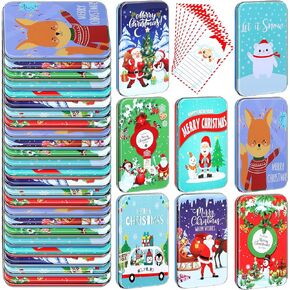 Suttmin 48 قطعة من صناديق حامل بطاقات هدايا عيد الميلاد من Suttmin علب هدايا عيد الميلاد من الصفيح صناديق هدايا معدنية من الصفيح مع بطاقات معايدة عيد الميلاد لهدية حفلات عيد الميلاد (النمط الكلاسيكي) in Kuwait
