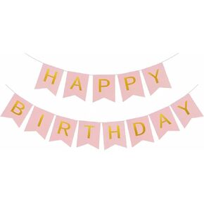 KALOR Black Happy Birthday Bunting Banner,Swallowtail Flag Happy Birthday Sign, Letters Banner for Party Supplies and Birthday Decorations