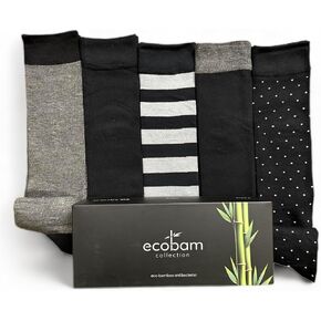 Mens Dress Socks 5 Pair Gift Box - Dress Socks for Men Patterned and Solid Crew Striped Socks Size 7-12