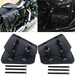 Vechkom Vintage Saddlebags For Motorcycle Universal PU Waterproof Saddle bags for Scooter Honda Suzuki Yamaha HD Street Sportster