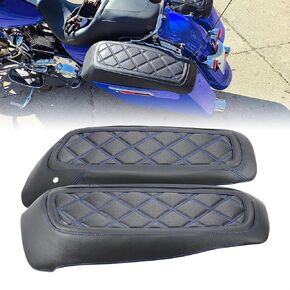 Saddlebag Covers Protective Hard Saddlebag Lid Bra for 2014-2024 Harley Touring Road King Road Glide Electra Glide Ultra Limited FLHTK FLHXS and Tri Glide (Black Stitching)