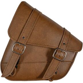 Dowco Warm Brown Synthetic Leather Motorcycle Swingarm Bag for Softail/Triangulated Swingarm Models - Made in USA by Willie & Max [59774-00]