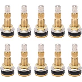 Air Tubeless Tire Valve Stem, 10pcs Air Liquid Tubeless Tire Valve Stem Brass 1 7/8in TR618A for Tractor 0.625in Valve Hole