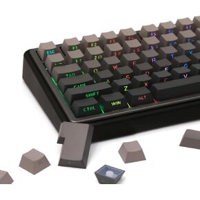 EPOMAKER 133-Key Double-Shot Side-Printed PBT Keycap Set for Mechanical Gaming Keyboard, Compatible with ANSI/ISO Layout, MX-Clone Switches Gateron/Kailh Switch (Smokey Grey, Cherry Profile)