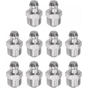 uxcell 201 Stainless Steel Straight Grease Fitting 1/8-28inch Thread Hydraulic Grease Fitting Accessories, 10Pcs