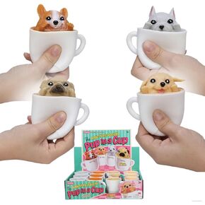 Schylling Pup in a Cup - Squeeze to Reveal Adorable Caffeine-Themed Companions - Style May Vary (Pack of 1)
