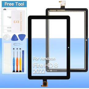 Touch Screen Replacement for Amazon Fire HD 8 2022 / HD 8 Plus Tablet 2022 12th Gen 8.0 inch KFRAWI KFRAPWI Front Glass Touch Panel Digitizer with Tools(Not Include LCD)