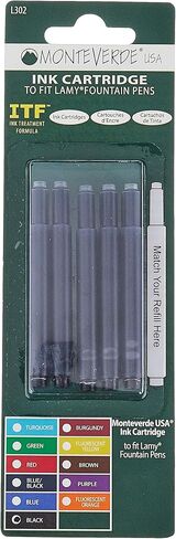 MONTEVERDE Ink Cartridge for Lamy Fountain Pens, Black, 5 Pack (L302BK) in Saudi Arabia