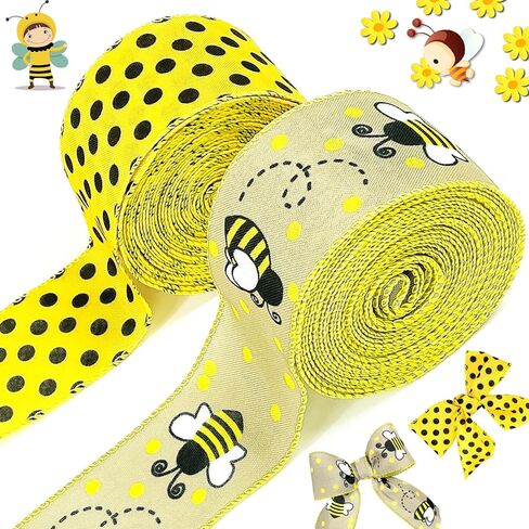 12 ياردة نحل العسل الشريط نقطة خط الحرير حافة كبيرة النحل الحرفية الديكور ديكور الحفلات ، فيونكات شعر ، صياغة وخياطة in Kuwait