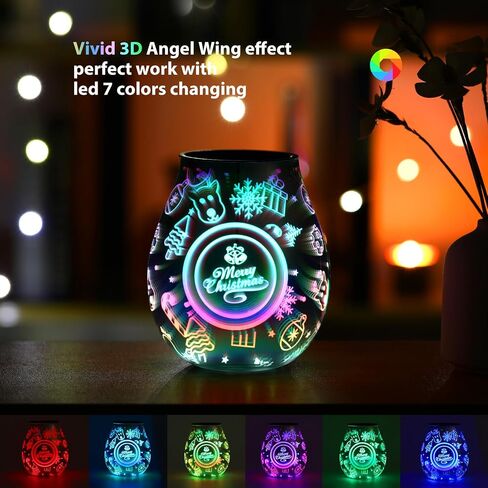 Christmas Wax Warmer Scentsy Warmer 3D Glass Electric Wax Burner with Led 7 Colors Cycle Changing Light PTC Heating Removable Silicone Tray Aroma Lamp for Home Decor Gift in Saudi Arabia