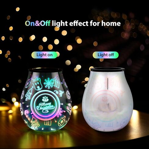 Christmas Wax Warmer Scentsy Warmer 3D Glass Electric Wax Burner with Led 7 Colors Cycle Changing Light PTC Heating Removable Silicone Tray Aroma Lamp for Home Decor Gift in Saudi Arabia