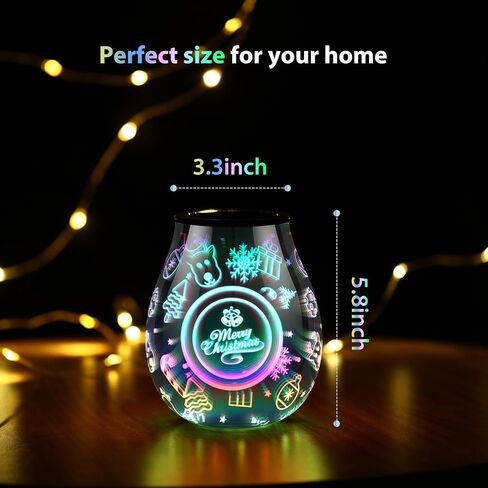 Christmas Wax Warmer Scentsy Warmer 3D Glass Electric Wax Burner with Led 7 Colors Cycle Changing Light PTC Heating Removable Silicone Tray Aroma Lamp for Home Decor Gift in Saudi Arabia