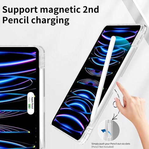 Aoub Crystal Case for iPad Pro 11 inch 4th/3rd Generation 2022/2021, Hard Clear Back with Pencil Holder, Auto Sleep/Wake Support Pencil Wireless Charging, for iPad 11" Pro 2nd 1st 2020 2018 - Gray in Saudi Arabia