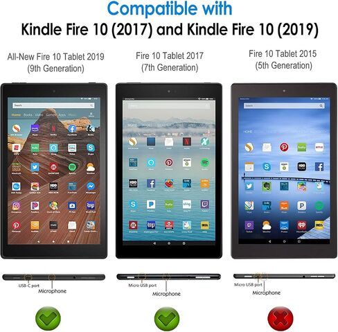 JETech Case for Amazon Fire HD 10 Tablet 10.1" (7th / 9th Generation, 2017 Release / 2019 Release, NOT for 11th / 5th Generation, 2021 Release / 2015 Release) Smart Cover with Auto Sleep/Wake (Black) in Saudi Arabia