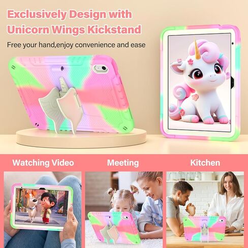 TOMORRY for iPad (A16) 11th Generation 11 Inch 2025/iPad 10th Generation Case 10.9 Inch 2022 with Tempered Glass Screen Protector,Unicorn Stand,Shoulder Strap,for iPad 10 Case Kids Girls (Colorful) in Kuwait