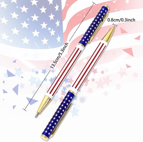 Whaline 16Pcs Patriotic Pen American Flag Ballpoint Pen Metal Retractable Black Ink Pens Independence Day Gel Ink Pen for July 4th Home School Office Supplies Patriotic Party Decoration in Saudi Arabia