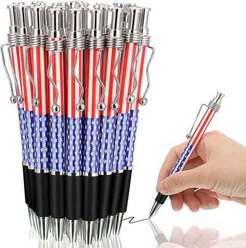 Tenare 64 Pcs American Flag Ballpoint Pen USA Patriotic Themed 1.0 mm Black Ink Independence Day Gel Ink Pen for Writing and Signing, Home School Office Supplies Party(Patriotic) in Saudi Arabia