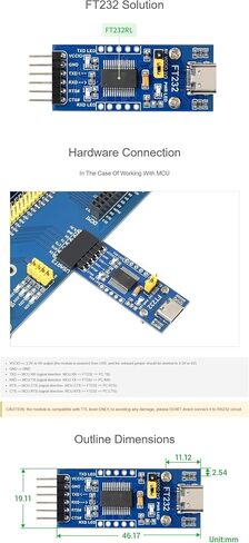 FT232 USB to UART TTL Module USB-C Connector Compatible 3.3V/5V Logic Level, Supports Mac OS, Linux, Android, Wince, Windows 7/8/8.1/10/11 (2pcs Pack) in Saudi Arabia