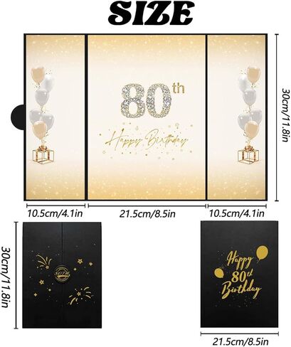 زينة عيد الميلاد الثمانين من كرينكس باللونين الأسود والذهبي، بديل كتاب ضيف عيد الميلاد الثمانين الإبداعي، كتاب توقيع عيد الميلاد الثمانين مقاس 18 × 12 بوصة، هدايا عيد ميلاد رائعة الثمانين للرجال أو النساء in Kuwait