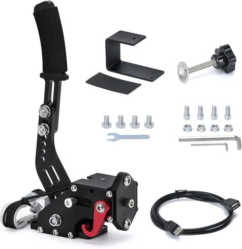 فرملة يد USB للكمبيوتر الشخصي 64 بت لألعاب سباق السيارات SIM G25/ G27/G29 T500 من الفولاذ والألمنيوم قابلة للتعديل للكمبيوتر الشخصي Windows PS باللون الأسود مع مشبك in Kuwait