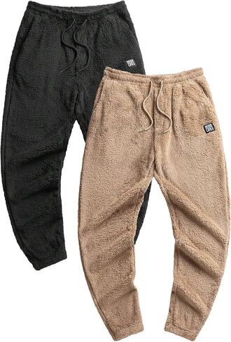 Floerns Men's 2 Pcs Letter Patched Drawstring Waist Thermal Track Jogger Pants in Saudi Arabia