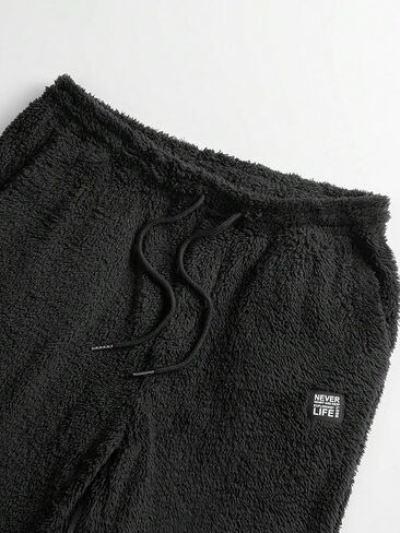 Floerns Men's 2 Pcs Letter Patched Drawstring Waist Thermal Track Jogger Pants in Saudi Arabia