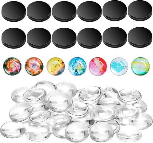 Ceramic Magnets for Craft Fridge Refrigerator Magnets with Transparent Glass Cabochons Round Disc Ferrite Ceramic Magnets for DIY Fridge Craft Making Magnet with Adhesive Backing in Saudi Arabia