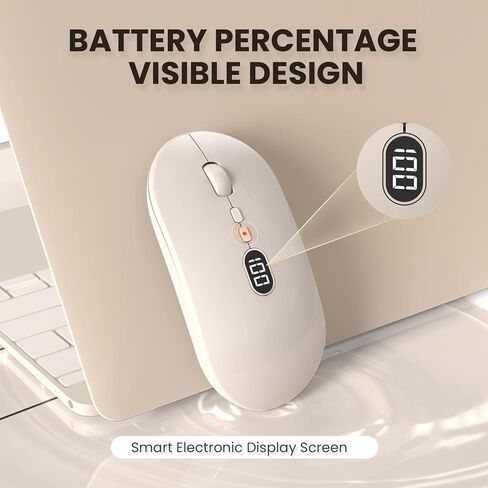 ماوس كمبيوتر لاسلكي من MAGIC-REFINER لأجهزة الكمبيوتر المحمول مع مستوى بطارية مرئي، ماوس USB محمول فائق النحافة 2.4 جيجا، ماوس كمبيوتر محمول بنقرة صامتة 1600 نقطة في البوصة لنظام التشغيل Windows/Mac/PC/Notebook/MacBook/ipad in Kuwait