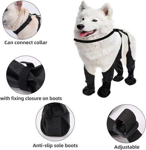 Boots for Dogs, Dog Paw Boot Waterproof Dog Boots Anti-Slip Dog Shoes, Dog Paw Protector for Small Medium Dogs, Dirty-Proof Dog Booties with Auxiliary Strap for Snow Day Outdoor Walking (Small) in Saudi Arabia