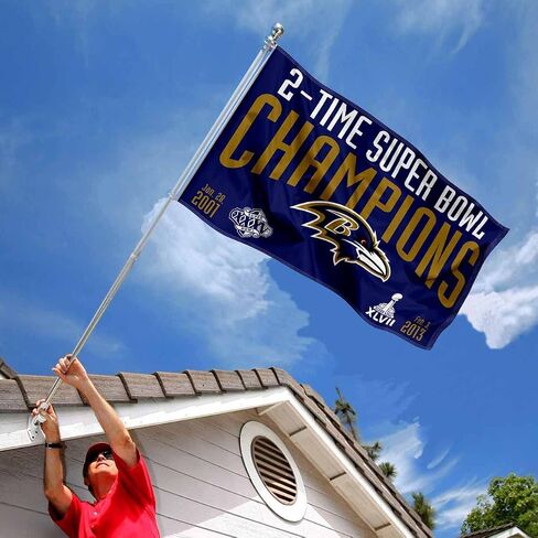 Baltimore Ravens 2X and 2 Time Super Bowl Champions Flag Outdoor Indoor 3x5 Foot Banner in Saudi Arabia