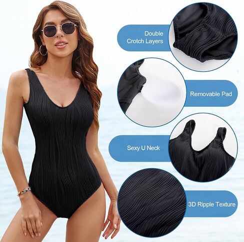 JASAMBAC One Piece Swimsuit for Women Sexy U Neck Low Back Solid Tummy Control Swimwear Slimming Bathing Suit in Saudi Arabia