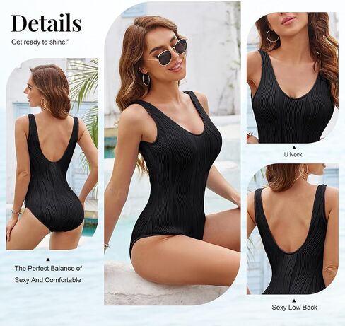 JASAMBAC One Piece Swimsuit for Women Sexy U Neck Low Back Solid Tummy Control Swimwear Slimming Bathing Suit in Saudi Arabia