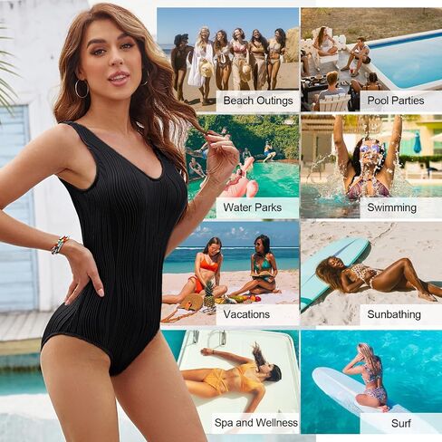 JASAMBAC One Piece Swimsuit for Women Sexy U Neck Low Back Solid Tummy Control Swimwear Slimming Bathing Suit in Saudi Arabia