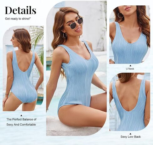 JASAMBAC One Piece Swimsuit for Women Sexy U Neck Low Back Solid Tummy Control Swimwear Slimming Bathing Suit in Saudi Arabia