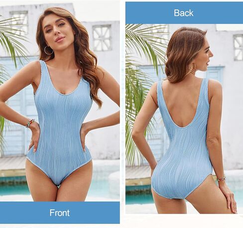 JASAMBAC One Piece Swimsuit for Women Sexy U Neck Low Back Solid Tummy Control Swimwear Slimming Bathing Suit in Saudi Arabia